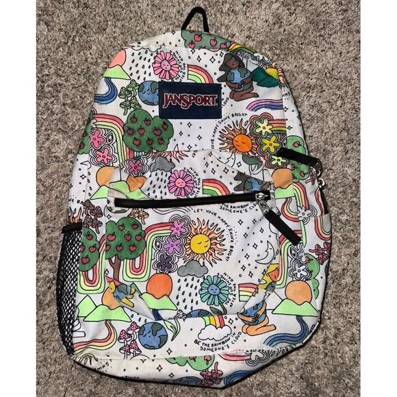 Jansport Other - JanSport Cross Town Backpack DIY Color Me Custom Rainbow White‎ GREAT CONDITION